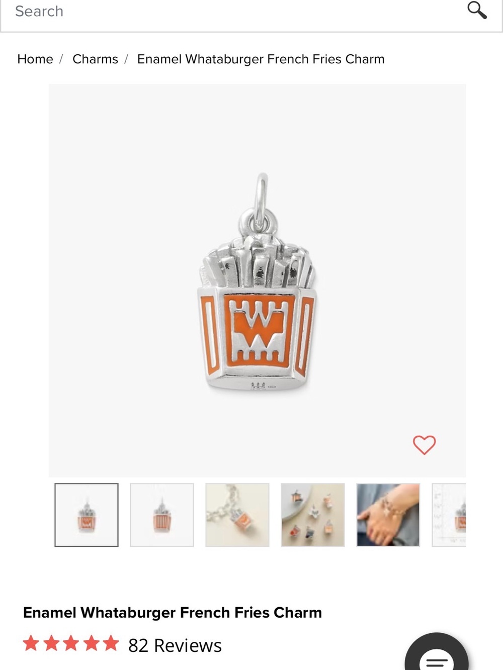 James Avery Orange and Silver Whataburger French Fries Charm